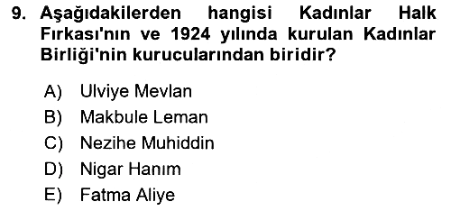 Yeni Toplumsal Hareketler 2018-2019 3 Ders Sınavı - 9. soru