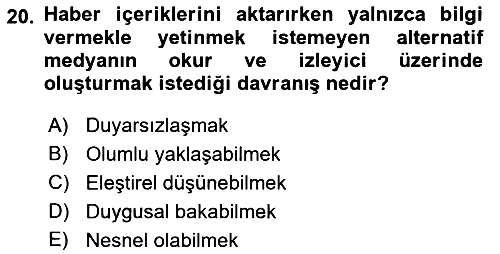Yeni Toplumsal Hareketler 2018-2019 3 Ders Sınavı - 20. soru