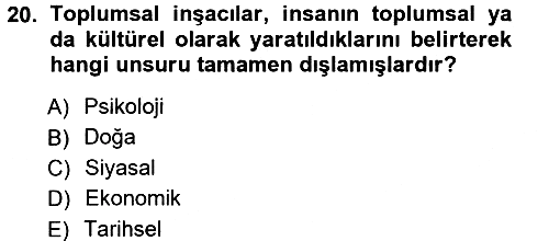Yeni Toplumsal Hareketler 2012-2013 Ara Sınav - 20. soru