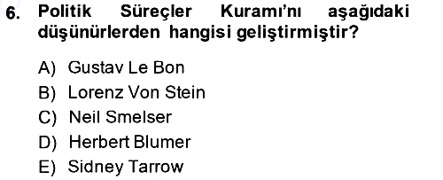 Yeni Toplumsal Hareketler 2013-2014 Ara Sınav - 6. soru