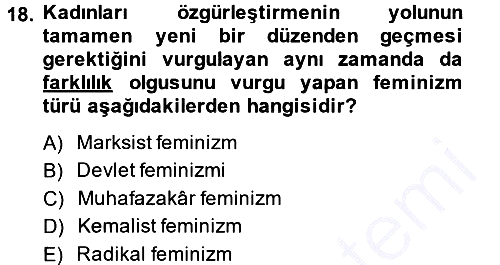 Yeni Toplumsal Hareketler 2013-2014 Ara Sınav - 18. soru
