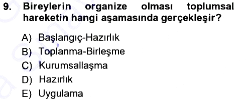 Yeni Toplumsal Hareketler 2014-2015 Ara Sınav - 9. soru