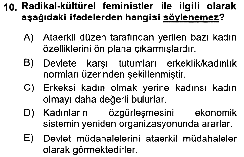 Yeni Toplumsal Hareketler 2016-2017 Ara Sınav - 10. soru