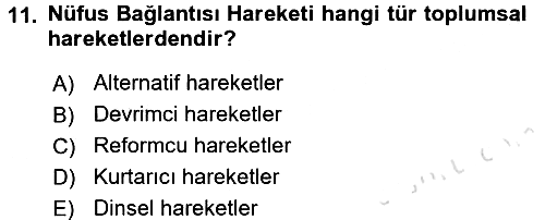 Yeni Toplumsal Hareketler 2016-2017 Ara Sınav - 11. soru
