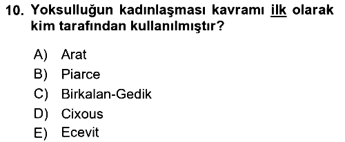 Yeni Toplumsal Hareketler 2021-2022 Ara Sınav - 10. soru