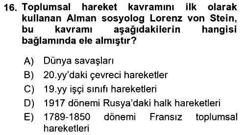 Yeni Toplumsal Hareketler 2021-2022 Ara Sınav - 16. soru