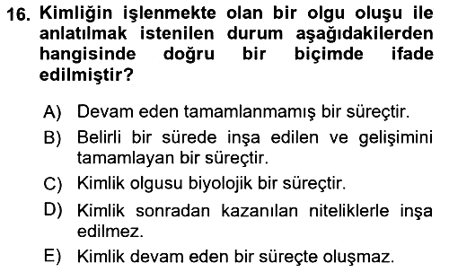Yeni Toplumsal Hareketler 2023-2024 Ara Sınav - 16. soru