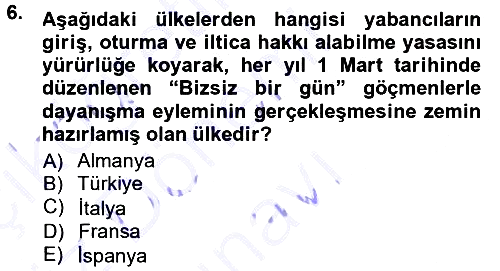 Yeni Toplumsal Hareketler 2012-2013 Dönem Sonu Sınavı - 6. soru