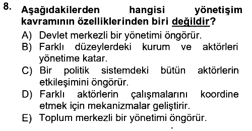 Yeni Toplumsal Hareketler 2012-2013 Dönem Sonu Sınavı - 8. soru