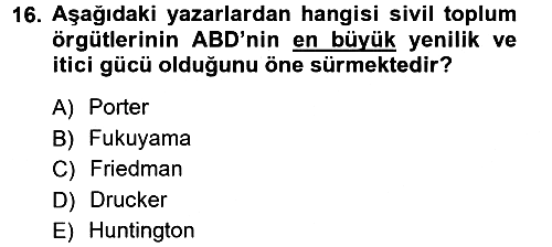 Yeni Toplumsal Hareketler 2012-2013 Dönem Sonu Sınavı - 16. soru