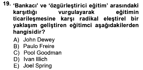 Yeni Toplumsal Hareketler 2012-2013 Dönem Sonu Sınavı - 19. soru