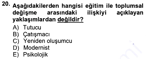 Yeni Toplumsal Hareketler 2012-2013 Dönem Sonu Sınavı - 20. soru