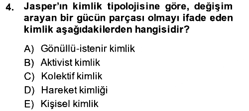 Yeni Toplumsal Hareketler 2013-2014 Dönem Sonu Sınavı - 4. soru