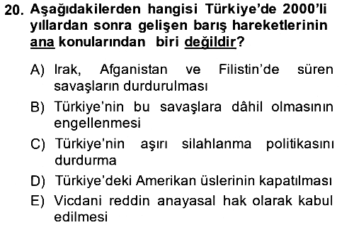 Yeni Toplumsal Hareketler 2014-2015 Dönem Sonu Sınavı - 20. soru