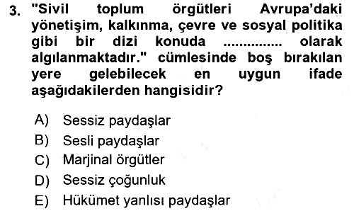 Yeni Toplumsal Hareketler 2016-2017 Dönem Sonu Sınavı - 3. soru