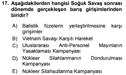 Yeni Toplumsal Hareketler 2016-2017 Dönem Sonu Sınavı - 17. soru