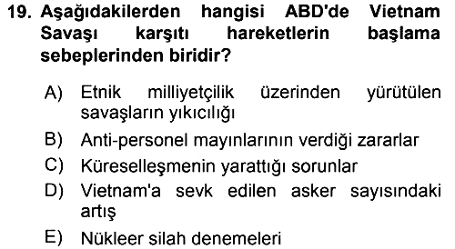 Yeni Toplumsal Hareketler 2016-2017 Dönem Sonu Sınavı - 19. soru