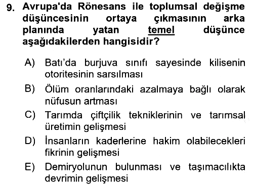 Yeni Toplumsal Hareketler 2017-2018 Dönem Sonu Sınavı - 9. soru