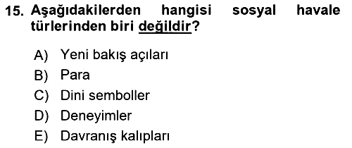 Yeni Toplumsal Hareketler 2018-2019 Dönem Sonu Sınavı - 15. soru