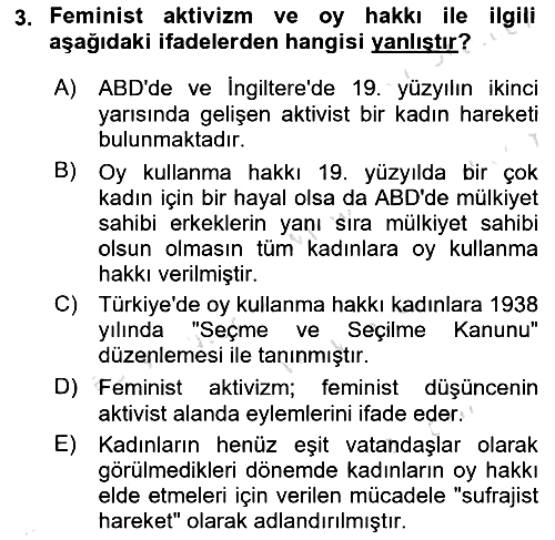 Yeni Toplumsal Hareketler 2019-2020 Dönem Sonu Sınavı - 3. soru