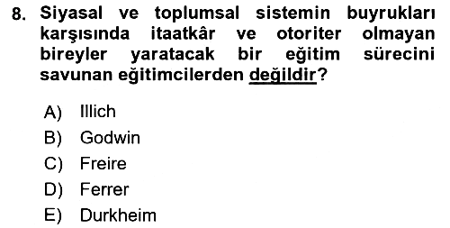 Yeni Toplumsal Hareketler 2021-2022 Dönem Sonu Sınavı - 8. soru