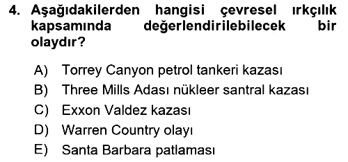 Yeni Toplumsal Hareketler 2024-2025 Dönem Sonu Sınavı - 4. soru