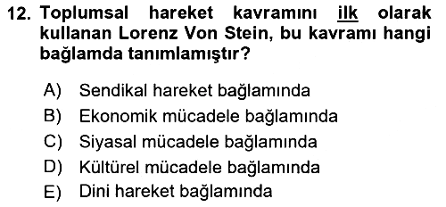 Yeni Toplumsal Hareketler 2021-2022 Yaz Okulu Sınavı - 12. soru