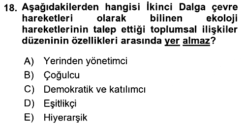 Yeni Toplumsal Hareketler 2024-2025 Yaz Okulu Sınavı - 18. soru