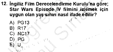 Eğlence Pazarlaması 2012-2013 Dönem Sonu Sınavı - 12. soru