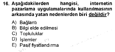 Eğlence Pazarlaması 2012-2013 Dönem Sonu Sınavı - 16. soru