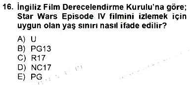 Eğlence Pazarlaması 2013-2014 Tek Ders Sınavı - 16. soru
