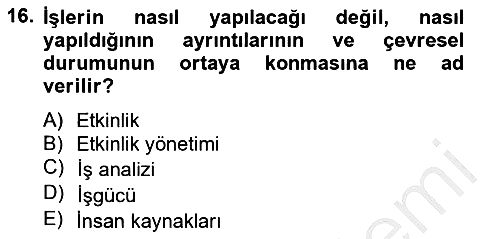 Etkinlik Yönetimi 2012-2013 Ara Sınav - 16. soru