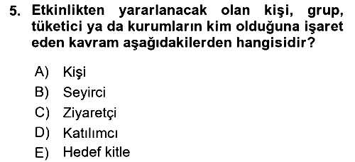 Etkinlik Yönetimi 2021-2022 Ara Sınav - 5. soru