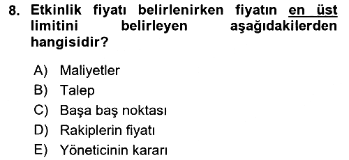 Etkinlik Yönetimi 2015-2016 Dönem Sonu Sınavı - 8. soru