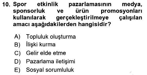 Etkinlik Yönetimi 2015-2016 Dönem Sonu Sınavı - 10. soru