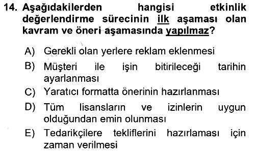 Etkinlik Yönetimi 2015-2016 Dönem Sonu Sınavı - 14. soru