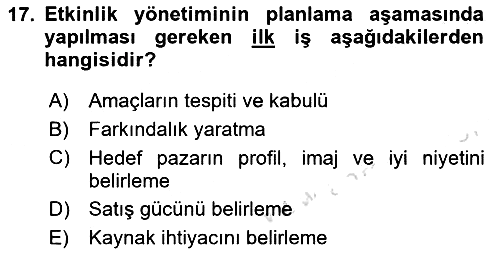 Etkinlik Yönetimi 2015-2016 Dönem Sonu Sınavı - 17. soru