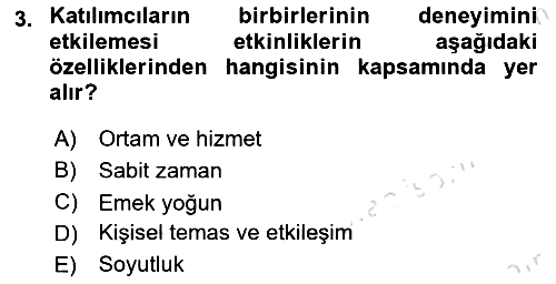 Etkinlik Yönetimi 2021-2022 Yaz Okulu Sınavı - 3. soru