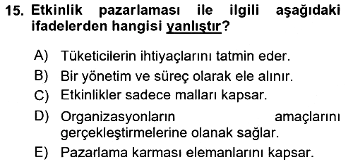 Etkinlik Yönetimi 2021-2022 Yaz Okulu Sınavı - 15. soru