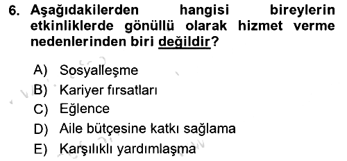 Etkinlik Yönetimi 2022-2023 Yaz Okulu Sınavı - 6. soru
