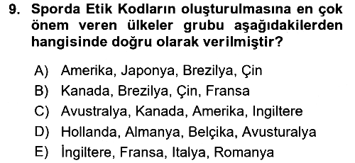 Spor Bilimlerine Giriş 2017-2018 Ara Sınav - 9. soru