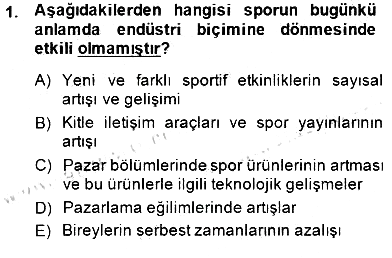 Spor Ekonomisi 2014-2015 Dönem Sonu Sınavı - 1. soru