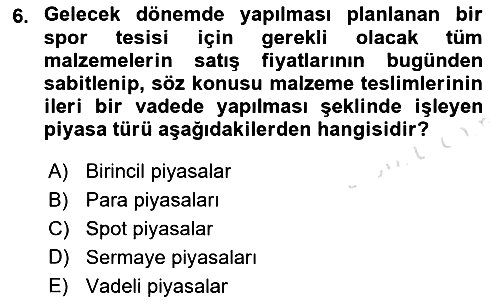 Spor Finansmanı 2016-2017 Ara Sınav - 6. soru