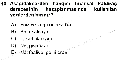Spor Finansmanı 2015-2016 Dönem Sonu Sınavı - 10. soru