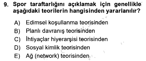 Spor Pazarlaması 2017-2018 Ara Sınav - 9. soru