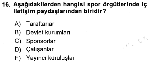 Sporda Liderlik 2024-2025 Ara Sınav - 16. soru