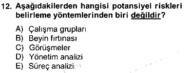 Sporda Risk Yönetimi 2012-2013 Ara Sınav - 12. soru