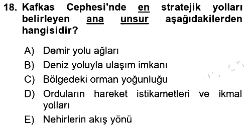 Birinci Dünya Savaşı’nda Türk Cepheleri 2024-2025 Ara Sınav - 18. soru