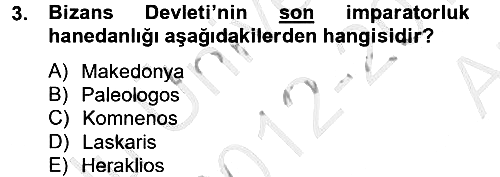 Bizans Tarihi 2012-2013 Ara Sınav - 3. soru