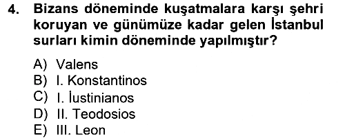 Bizans Tarihi 2012-2013 Ara Sınav - 4. soru